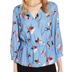 Halogen (Nordstrom) crossover peplum blouse